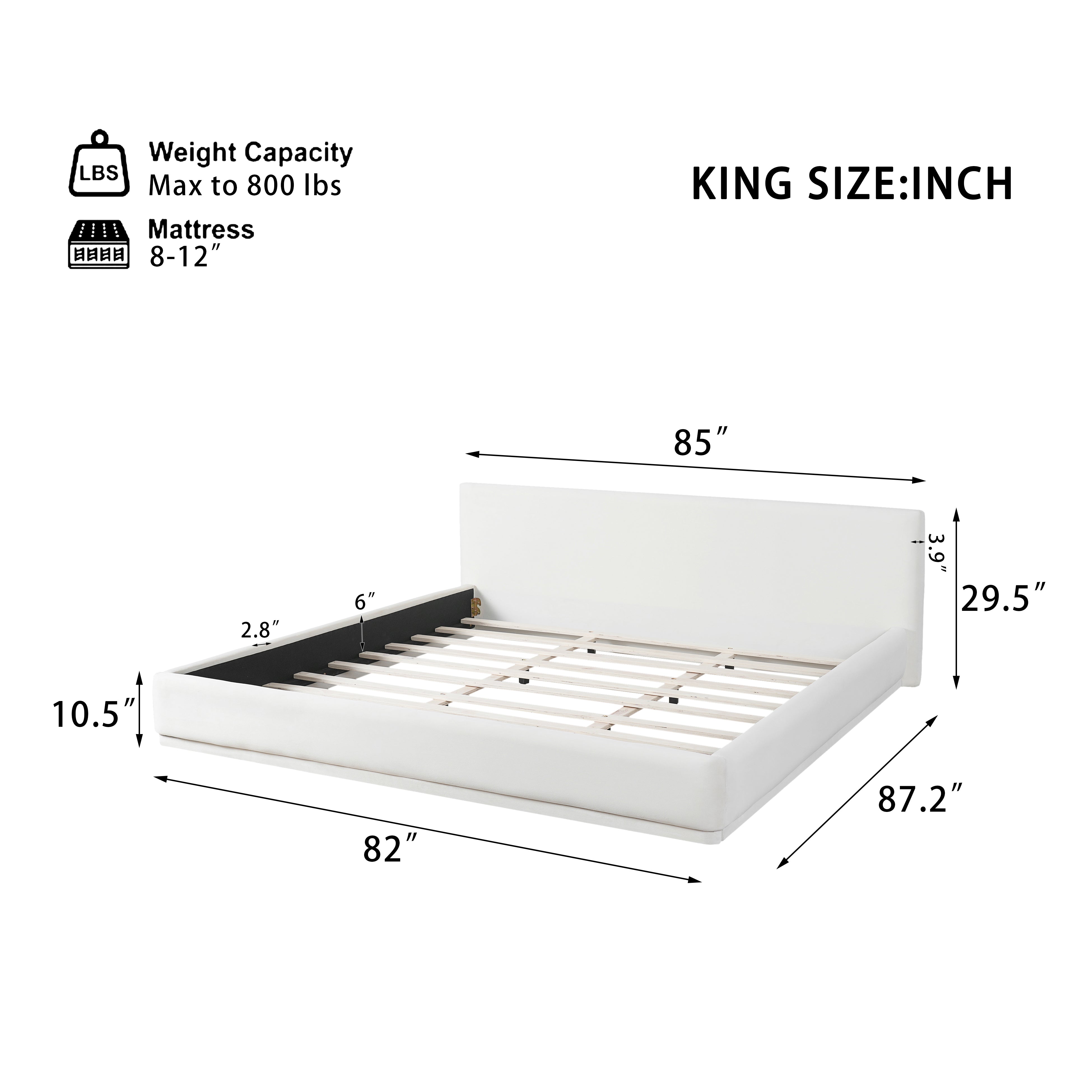 Buy farmhouse furniture Cypress | Soft White Mediterranean Upholstered King Size Bed Frame - Modern Cottage Farmhouse Furniture