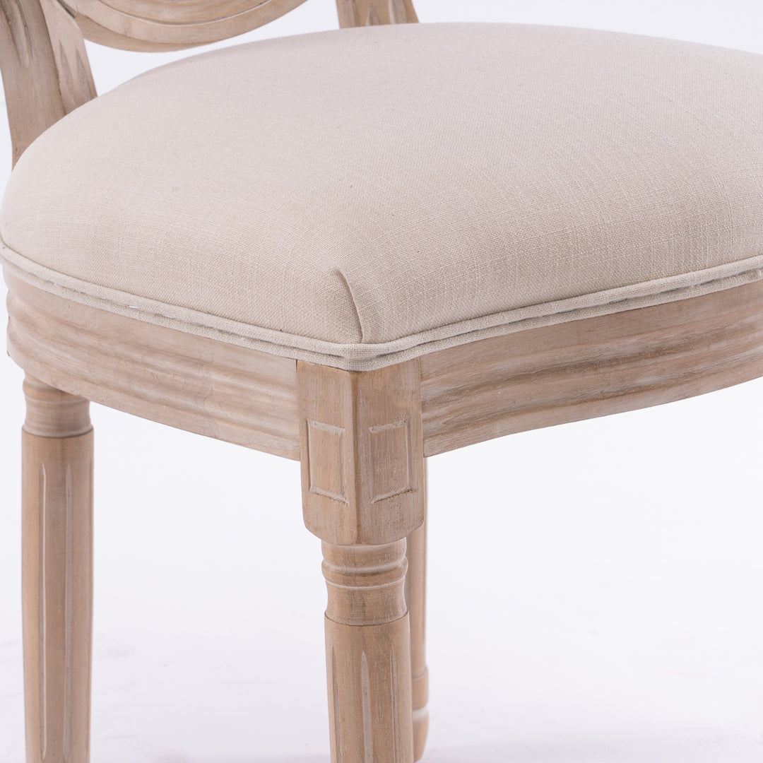 Buy farmhouse furniture Mediterranean French Wood Antique Linen &amp; Rattan Dining Chair (Set Of 2) - Modern Cottage Farmhouse Furniture