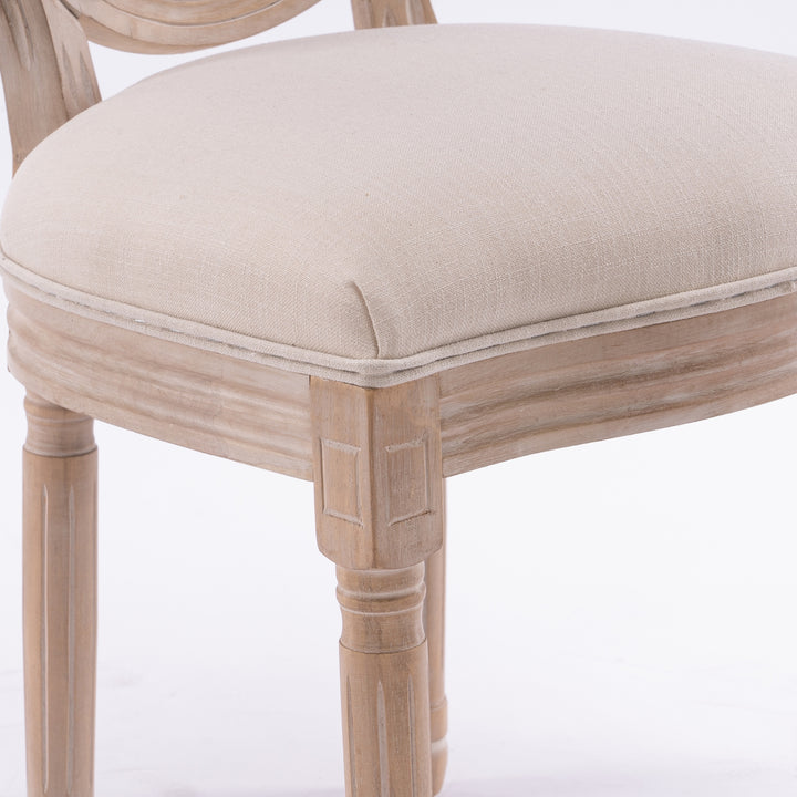 Buy farmhouse furniture Mediterranean French Wood Antique Linen &amp; Rattan Dining Chair (Set Of 2) - Modern Cottage Farmhouse Furniture