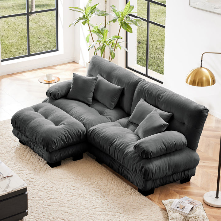 Buy farmhouse furniture Marbella | Upholstered Mediterranean Luxury Cloud Grey Wide Arm Sofa - Modern Cottage Farmhouse Furniture