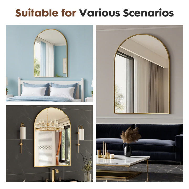 Buy farmhouse furniture Valencia Arched Mediterranean Mirror | Black or Gold | Anti-Fog HD Glass | 3 Sizes - Modern Cottage Farmhouse Furniture