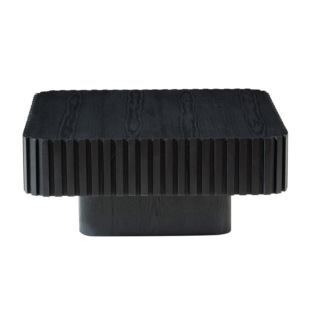 Buy farmhouse furniture Amalfi Black Mediterranean Coffee Table | Sculptural Drum Design | 31.5" Square - Modern Cottage Farmhouse Furniture