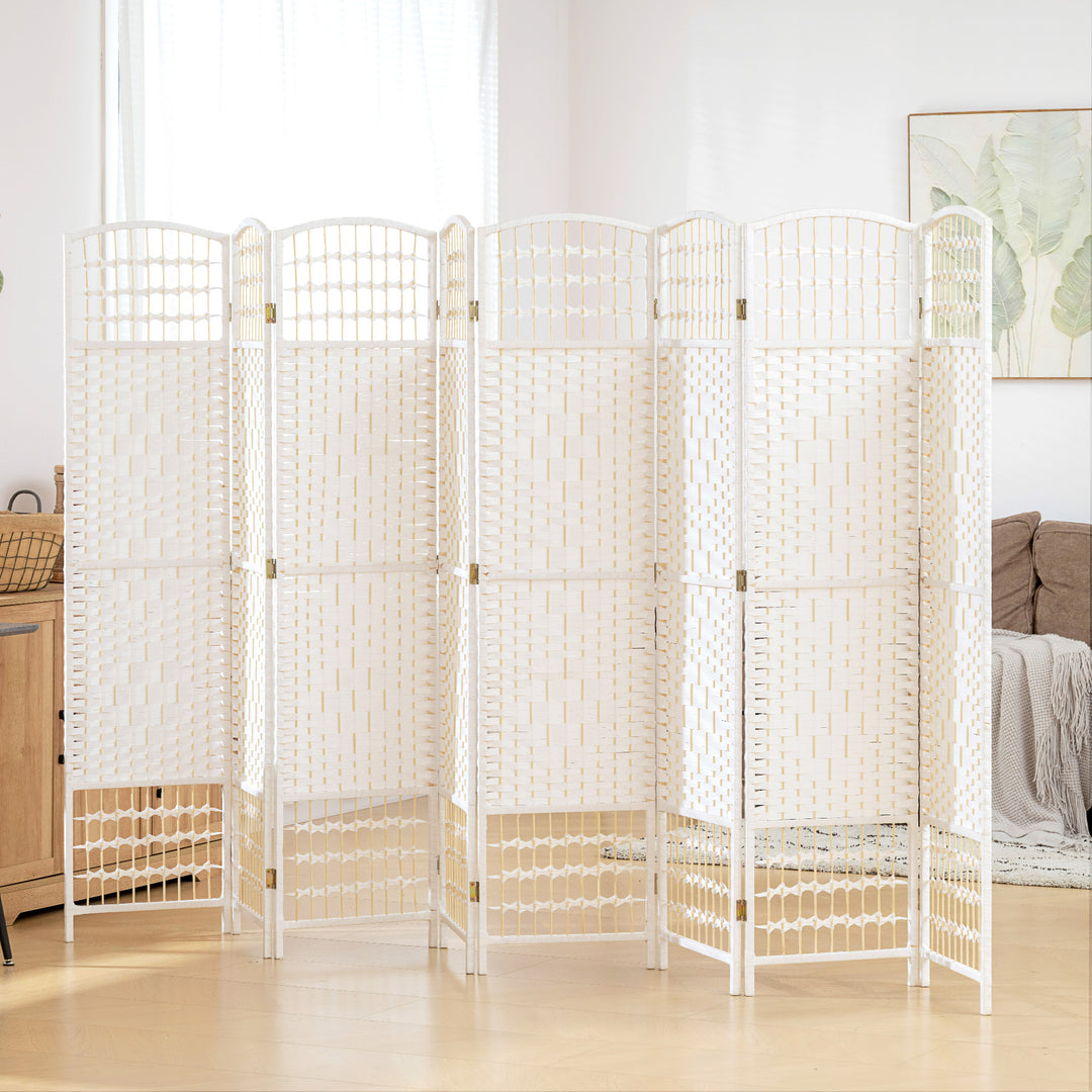 Buy farmhouse furniture Folding Room Divider | 8-Panel Wave Fiber Privacy Screen, White - Modern Cottage Farmhouse Furniture