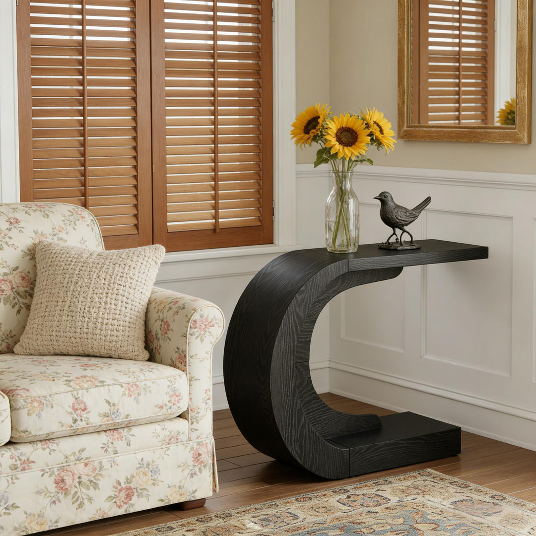 Buy farmhouse furniture Modern Italian Black Moon End Table - Modern Cottage Farmhouse Furniture