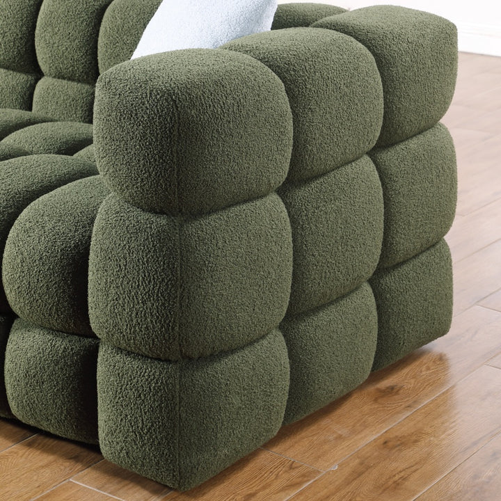 Buy farmhouse furniture Large Modern Olive Green Boucle Italian Mediterranean Sofa Couch - Modern Cottage Farmhouse Furniture