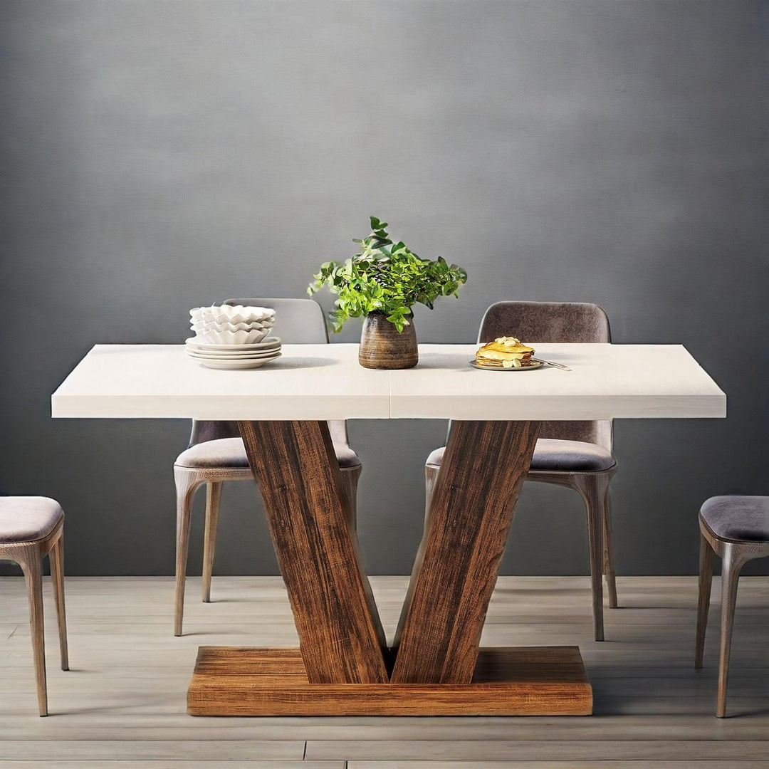 Buy farmhouse furniture Calypso | White 47-Inch Modern Luxury Mediterranean Farmhouse Dining Table - Modern Cottage Farmhouse Furniture