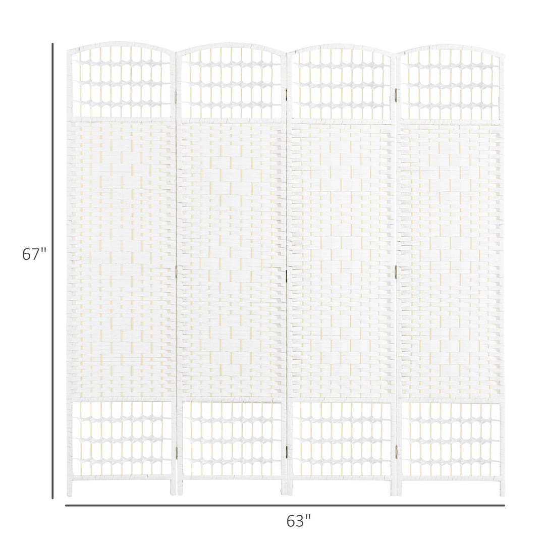 Buy farmhouse furniture Folding Room Divider | 4-Panel Wave Fiber Privacy Screen, White - Modern Cottage Farmhouse Furniture
