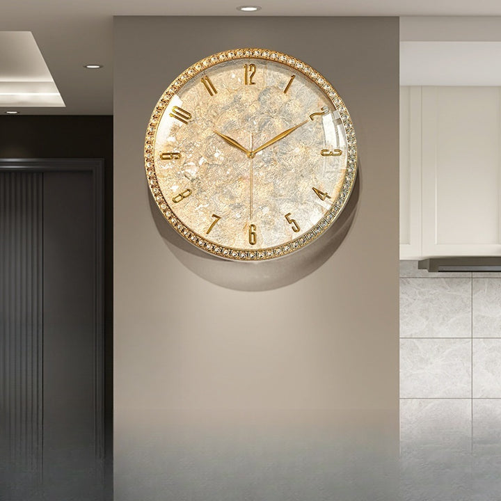 Buy farmhouse furniture Azure Mediterranean Contemporary Pearl Gold White Elegant Wall Clock - Modern Cottage Farmhouse Furniture