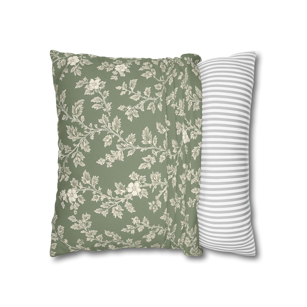 Clover Hill - Cream &amp; Sage Floral Pillowcase By. Artisan Blooms