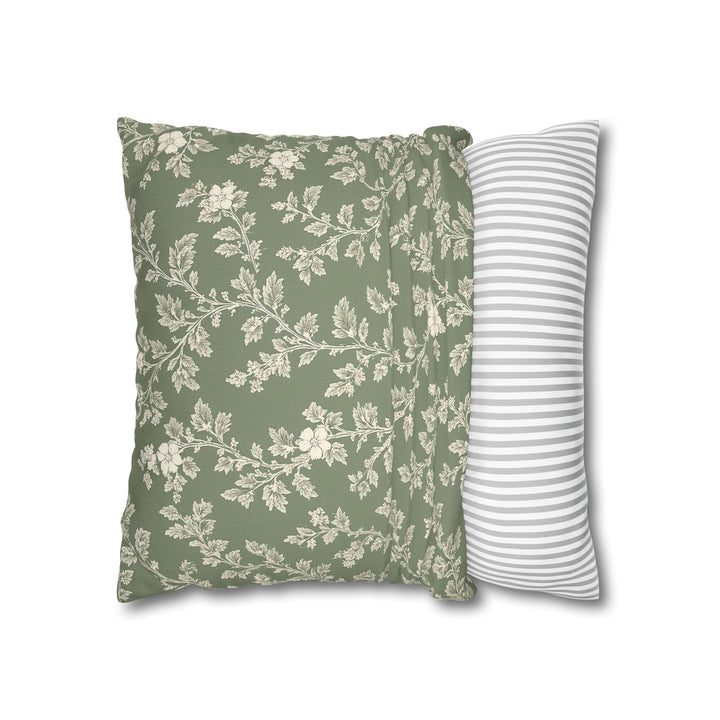 Clover Hill - Cream &amp; Sage Floral Pillowcase By. Artisan Blooms