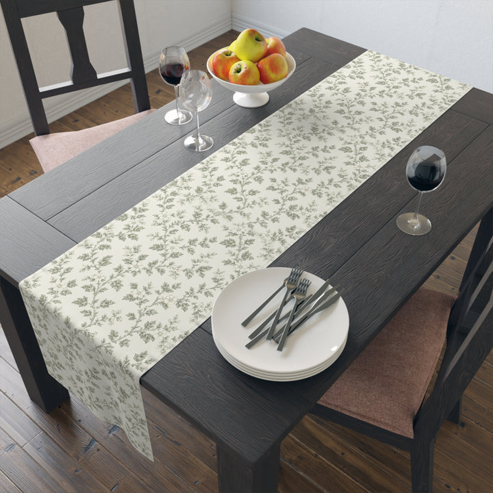 Buy farmhouse furniture Sage &amp; Cream Cotton-Poly Table Runner — Sage Green Floral Dining - Modern Cottage Farmhouse Furniture