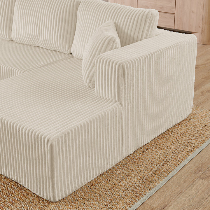 Buy farmhouse furniture La Ella Beige Low Profile Modular Mediterranean U Shape Sofa Sectional - Modern Cottage Farmhouse Furniture