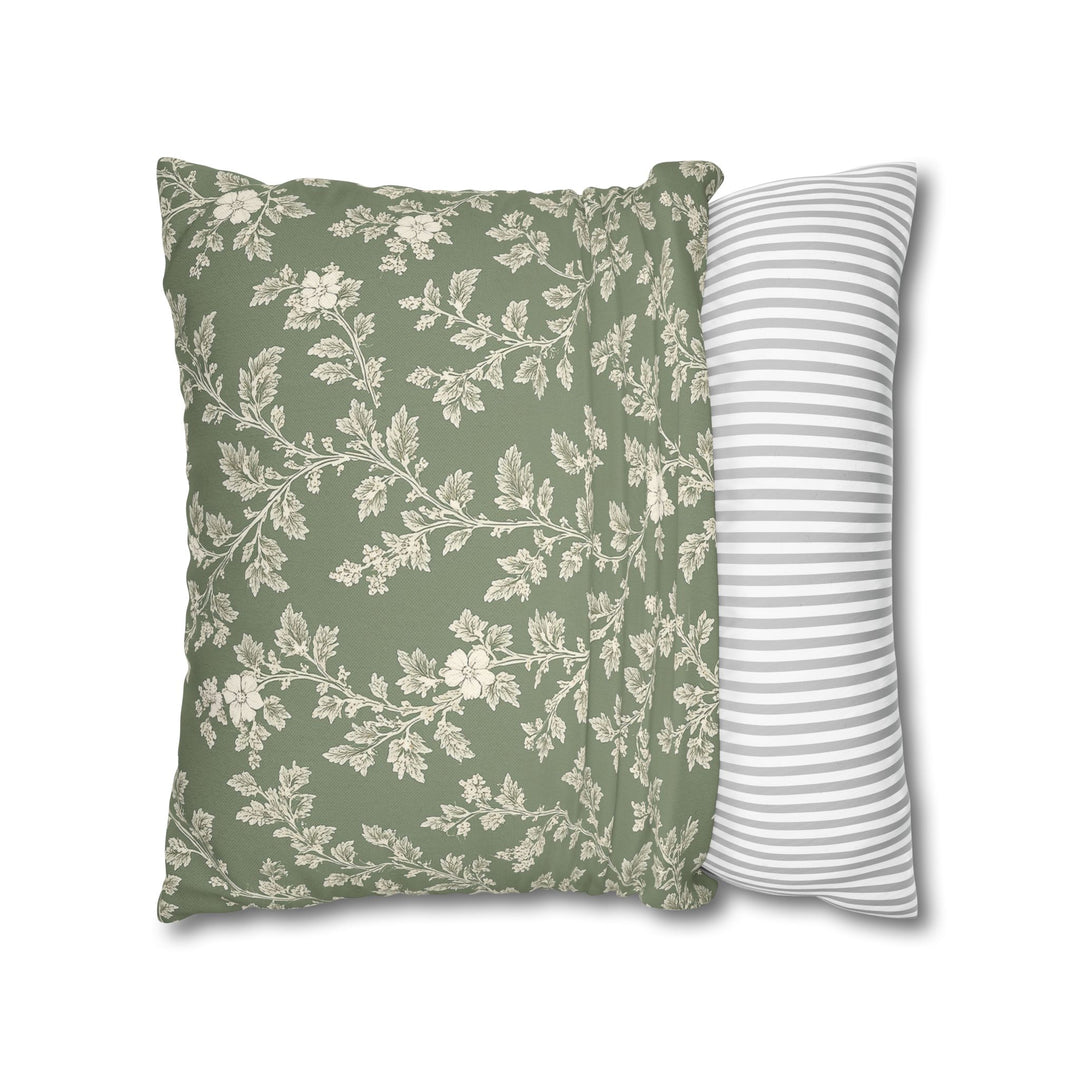Clover Hill - Cream &amp; Sage Floral Pillowcase By. Artisan Blooms