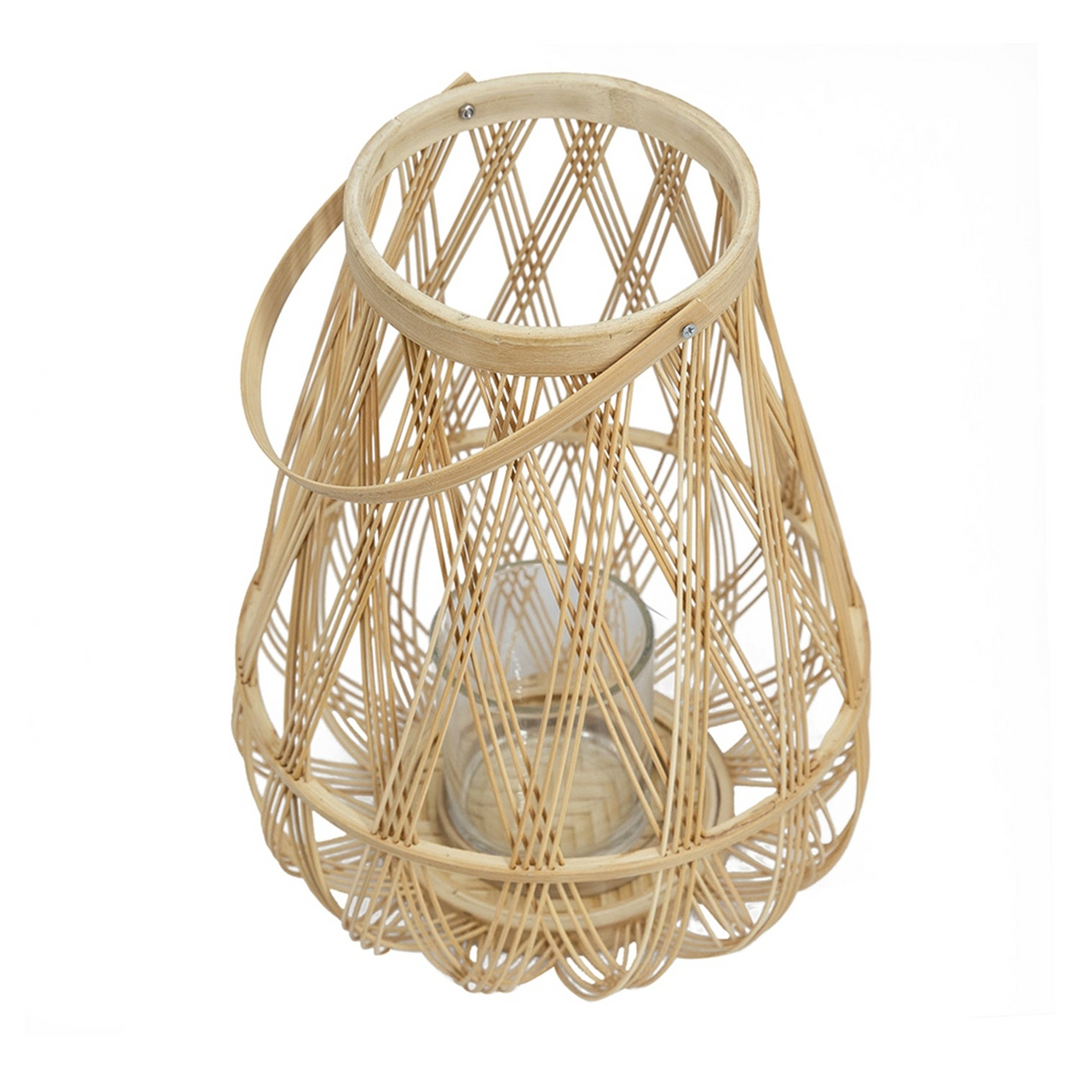 Buy farmhouse furniture Sienna Bamboo Hand Woven Italian Farmhouse Lantern with Rope Handle - Modern Cottage Farmhouse Furniture