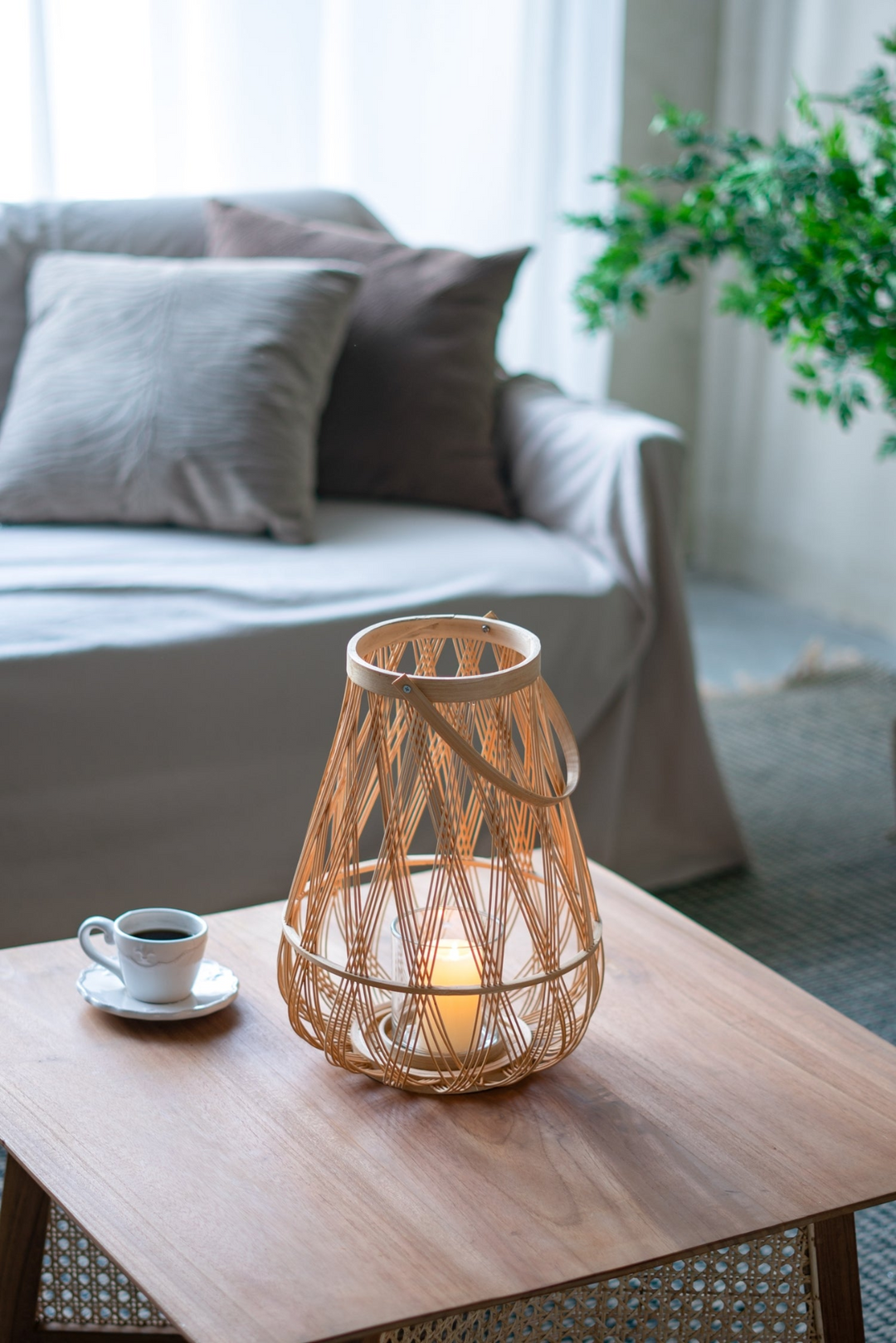 Buy farmhouse furniture Sienna Bamboo Hand Woven Italian Farmhouse Lantern with Rope Handle - Modern Cottage Farmhouse Furniture