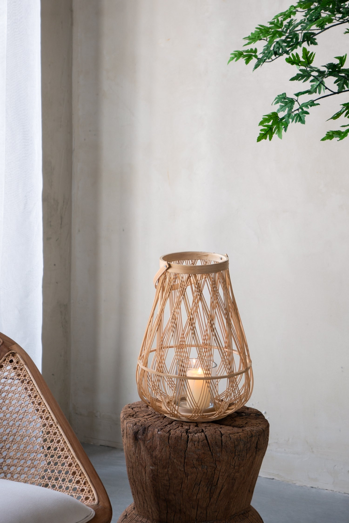 Buy farmhouse furniture Sienna Bamboo Hand Woven Italian Farmhouse Lantern with Rope Handle - Modern Cottage Farmhouse Furniture
