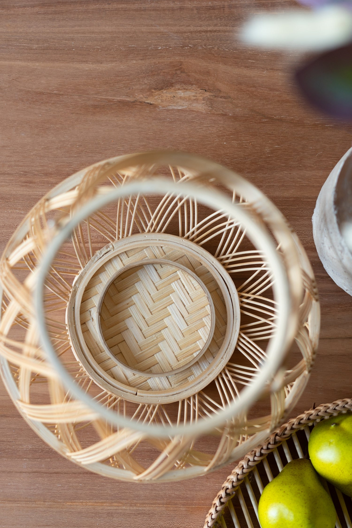 Buy farmhouse furniture Sienna Bamboo Hand Woven Italian Farmhouse Lantern with Rope Handle - Modern Cottage Farmhouse Furniture