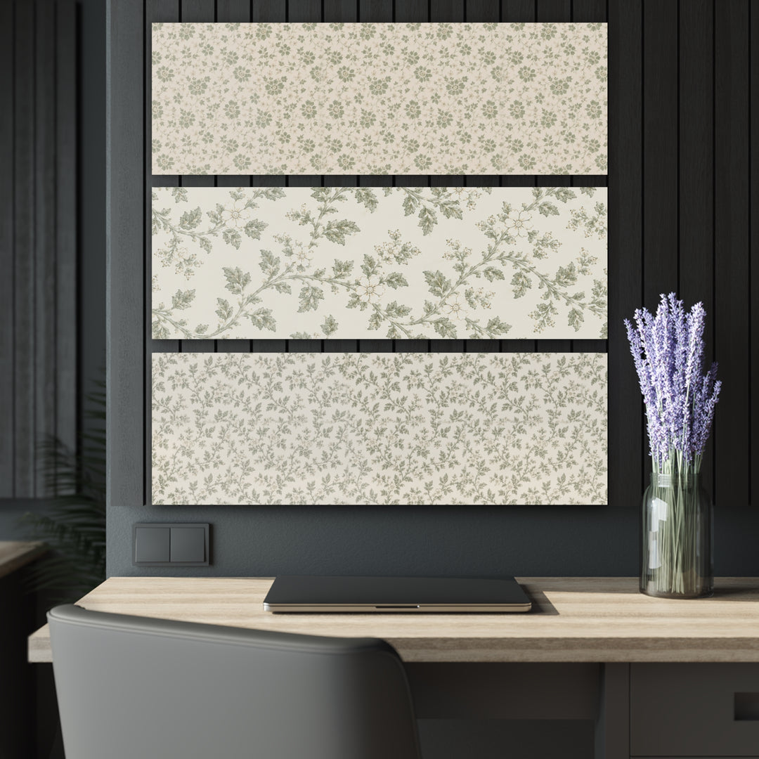 (3pc) Sage &amp; Cream Luxury Acrylic Print By. Artisan Blooms