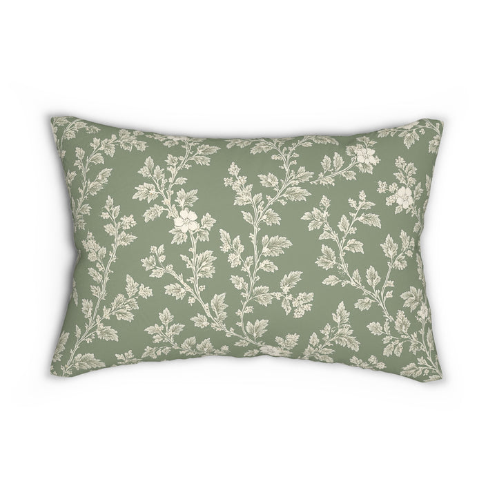 Sage and Cream Floral Lumbar Pillow