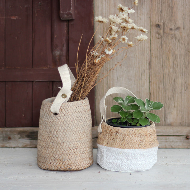 Buy farmhouse furniture Mediterranean Coast Woven Flower Pot Basket - Modern Cottage Farmhouse Furniture