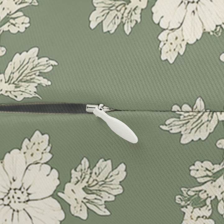 Sage and Cream Floral Lumbar Pillow
