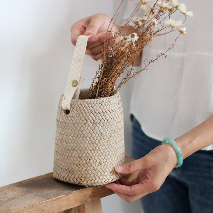 Buy farmhouse furniture Mediterranean Coast Woven Flower Pot Basket - Modern Cottage Farmhouse Furniture