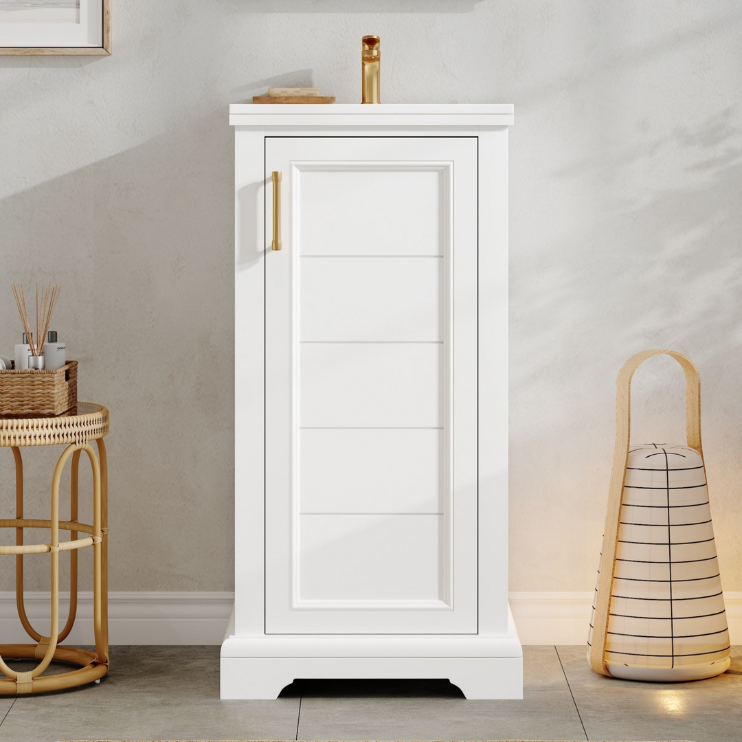 Buy farmhouse furniture Lumi | Large White Freestanding Modern Mediterranean Farmhouse Modern Bathroom Vanity with Ceramic Sink, - Modern Cottage Farmhouse Furniture
