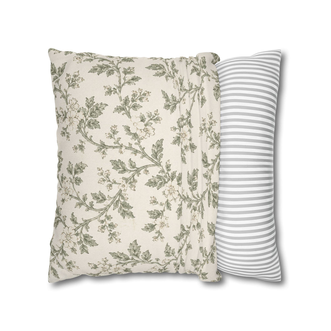 Cream &amp; Sage Floral Pillowcase By. Artisan Blooms