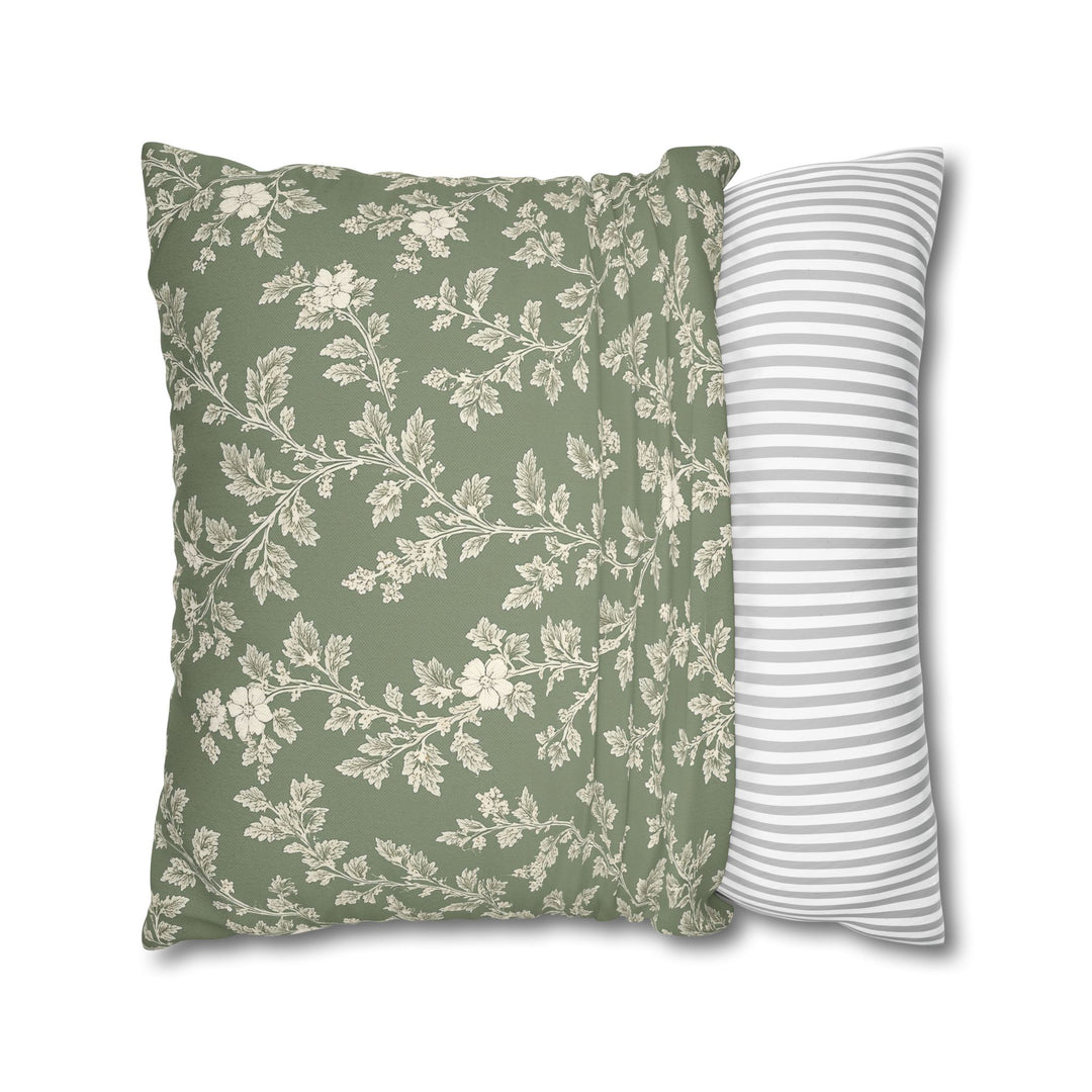 Clover Hill - Cream &amp; Sage Floral Pillowcase By. Artisan Blooms