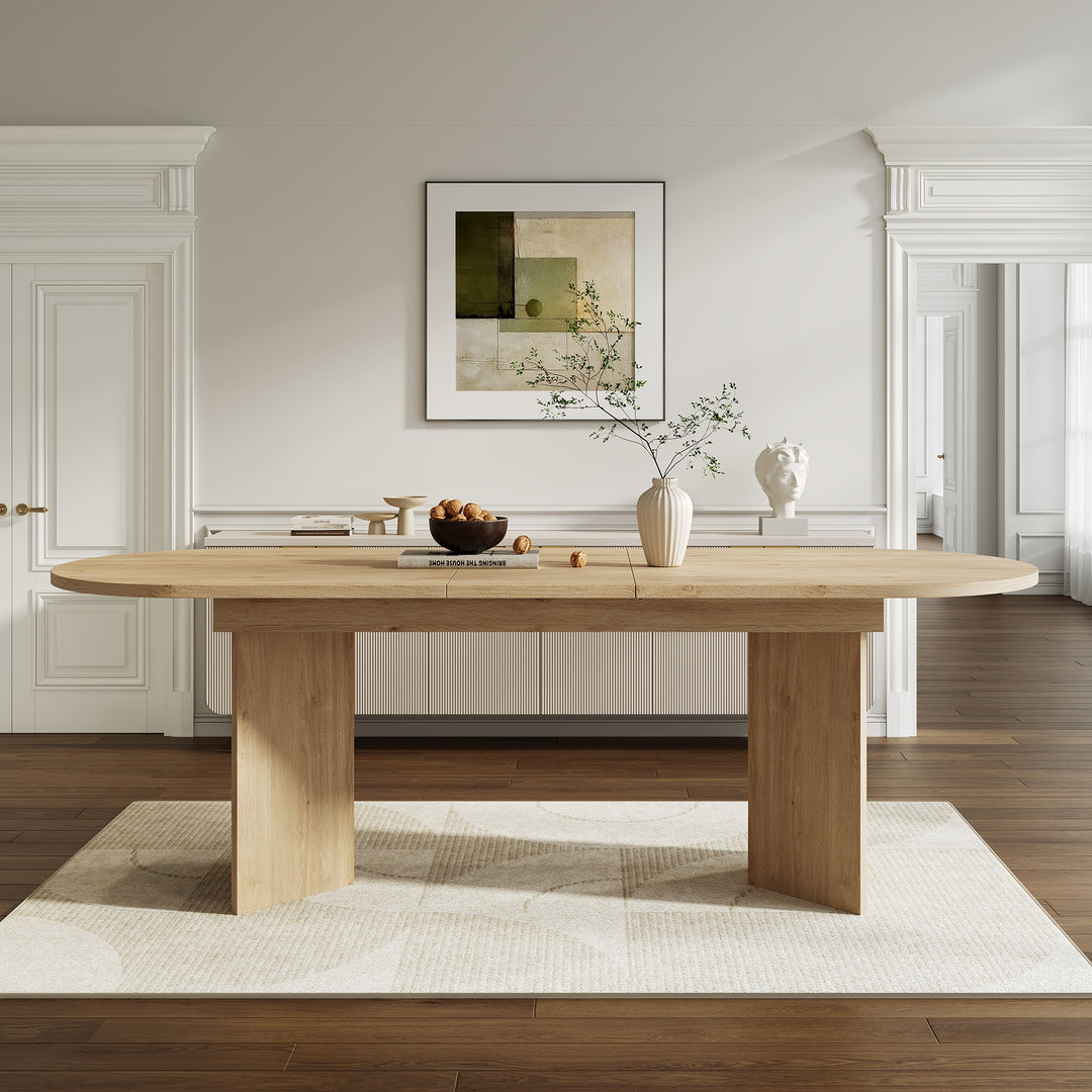 Buy farmhouse furniture Luri | Mediterranean Farmhouse Oak Thickened Dining Table - Modern Cottage Farmhouse Furniture