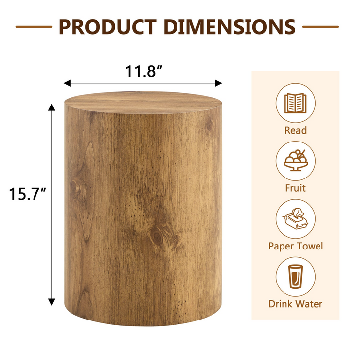 Buy farmhouse furniture Modern Mediterranean Italian Set of Two Wood color Cylinder Side Tables. - Modern Cottage Farmhouse Furniture