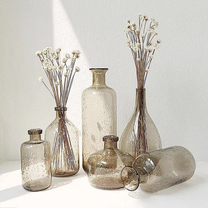 Buy farmhouse furniture Vasì | Brown Teal Mediterranean Modern Glass Vase Home - Modern Cottage Farmhouse Furniture