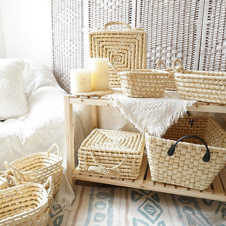 Buy farmhouse furniture Taupe | Hand Woven Mediterranean Coast Luxury Vintage Italian Basket - Modern Cottage Farmhouse Furniture