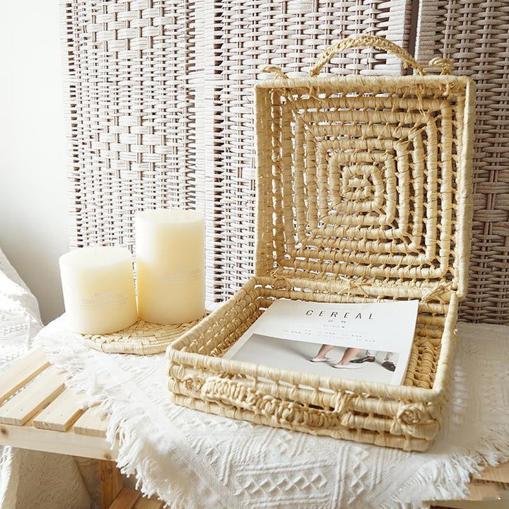 Buy farmhouse furniture Taupe | Hand Woven Mediterranean Coast Luxury Vintage Italian Basket - Modern Cottage Farmhouse Furniture