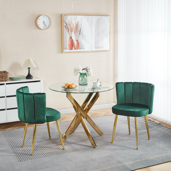 Buy farmhouse furniture Contemporary Emerald Dining Set | Metal Legs, 3-Piece - Modern Cottage Farmhouse Furniture