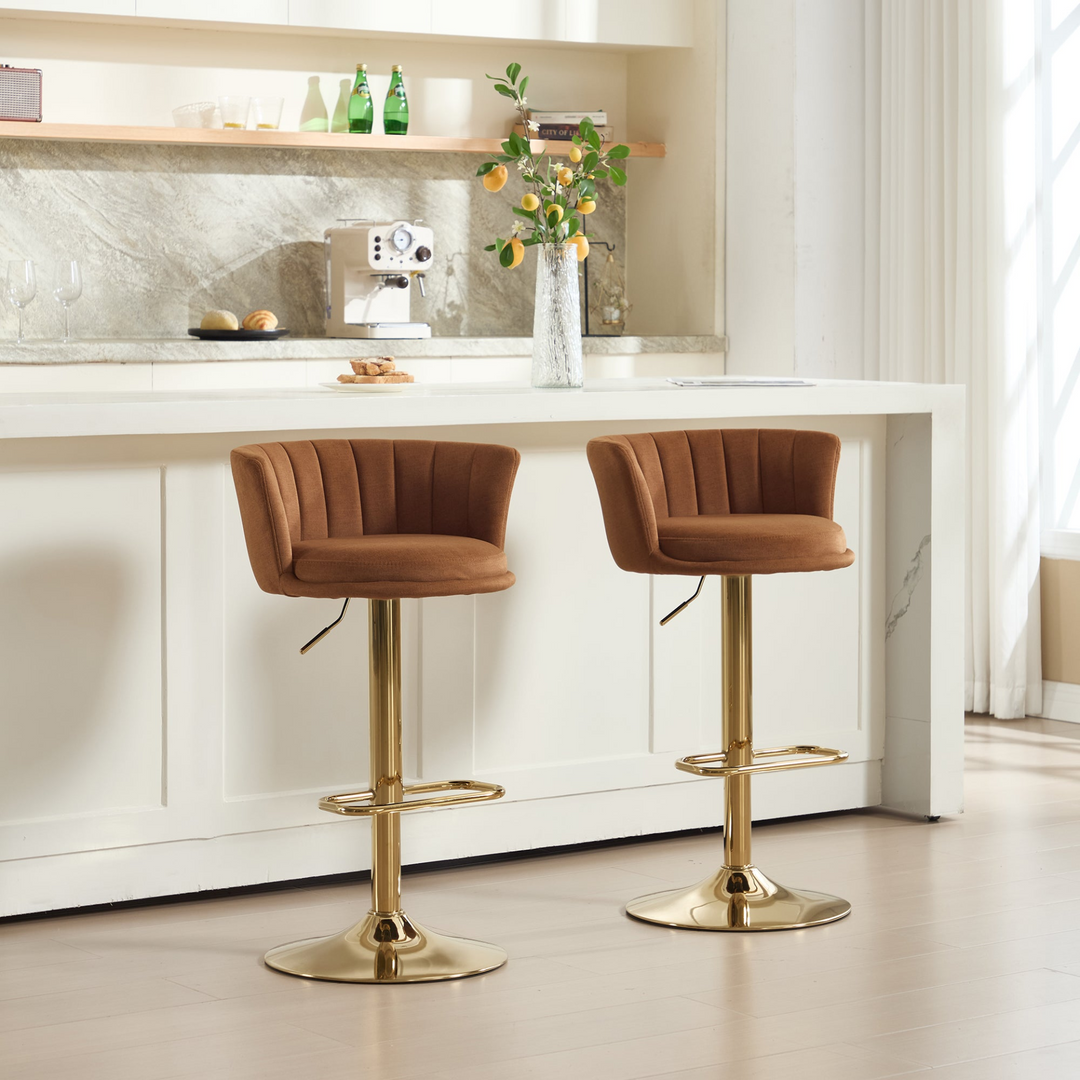 Buy farmhouse furniture Villa Aurelia Mediterranean Leather Brown Bar Stools - Modern Cottage Farmhouse Furniture