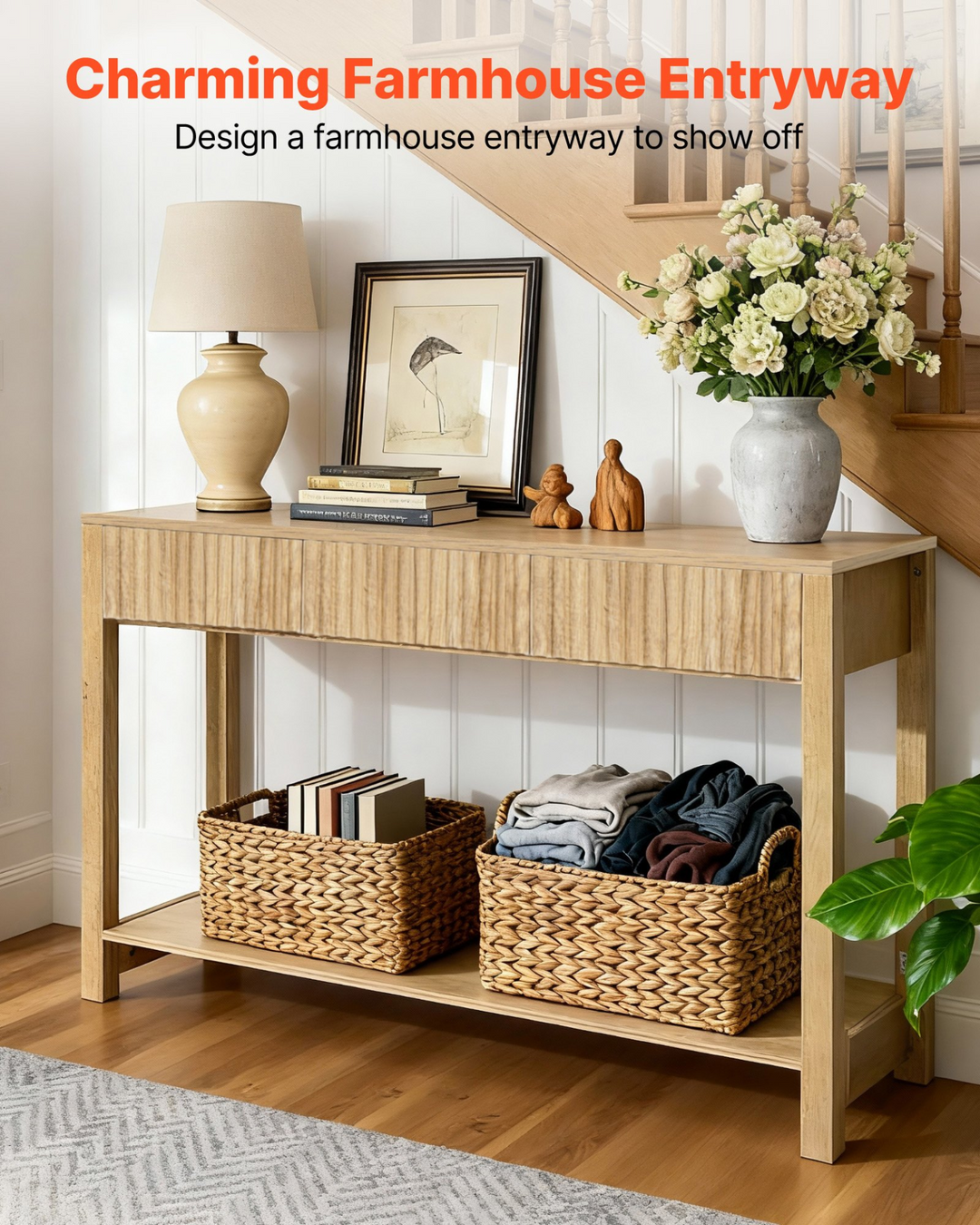 Buy farmhouse furniture Lily Mediterranean Farmhouse Foyer Table - Modern Cottage Farmhouse Furniture