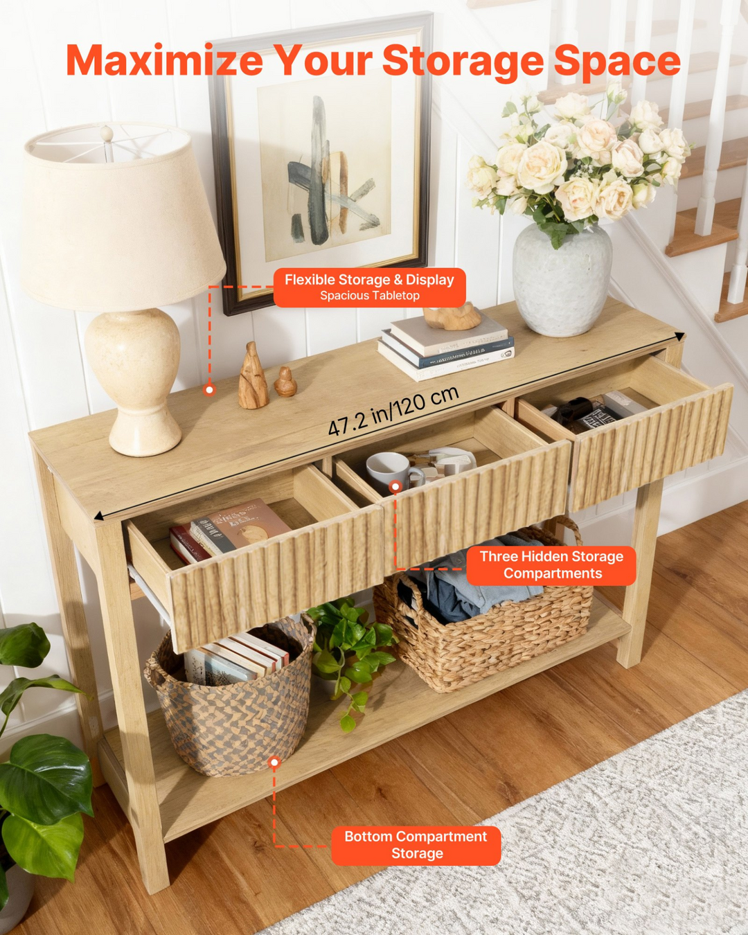 Buy farmhouse furniture Lily Mediterranean Farmhouse Foyer Table - Modern Cottage Farmhouse Furniture