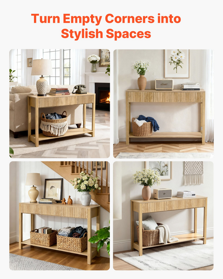 Buy farmhouse furniture Lily Mediterranean Farmhouse Foyer Table - Modern Cottage Farmhouse Furniture