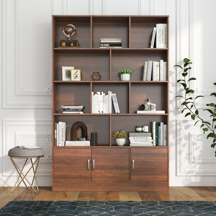 Buy farmhouse furniture Tall Wooden Brown Modern Cottage Farmhouse Style 4 Shelf Modern Farmhouse Bookshelf - Modern Cottage Farmhouse Furniture
