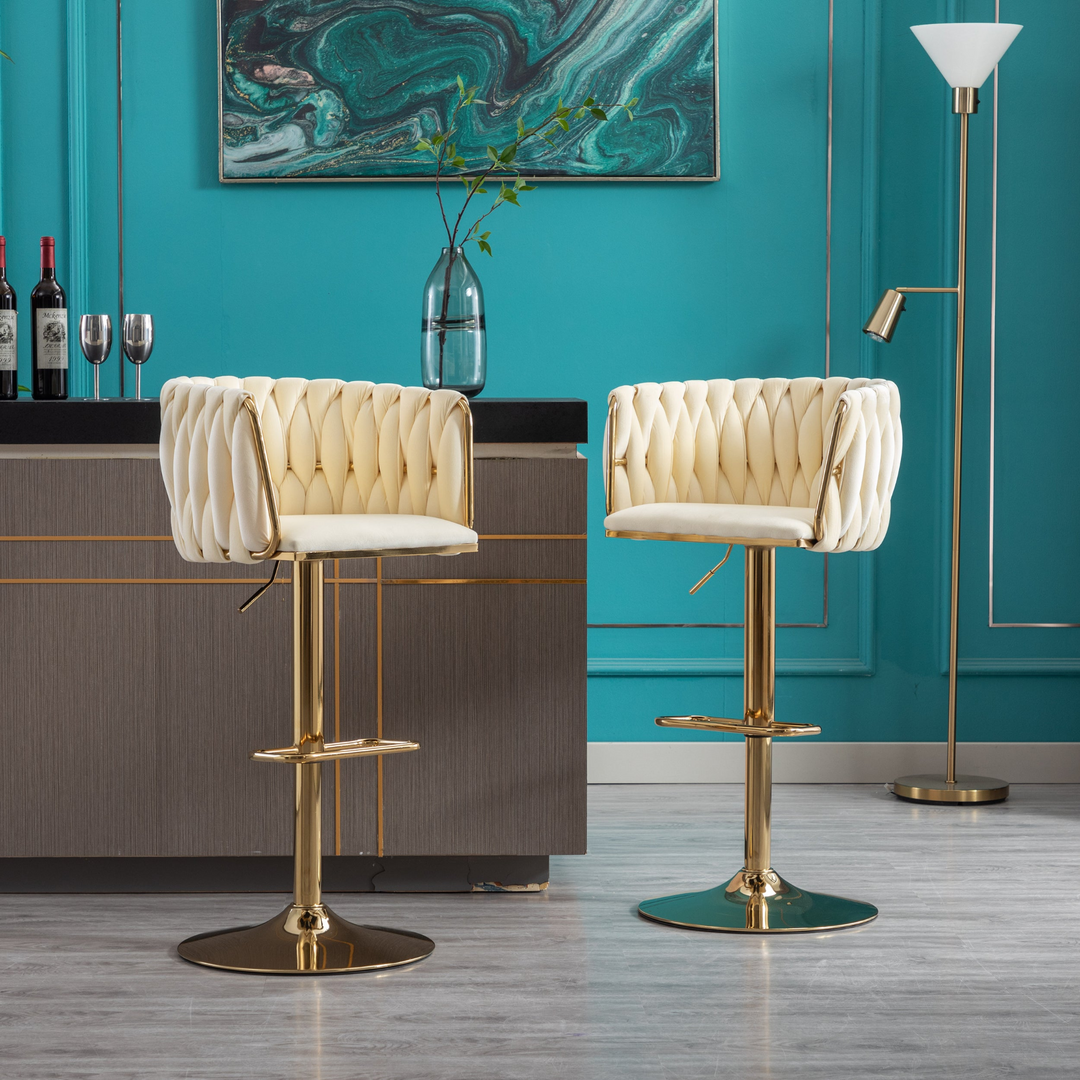 Buy farmhouse furniture Siena Oro Mediterranean Leather Bar Stools – Set of 2 - Modern Cottage Farmhouse Furniture