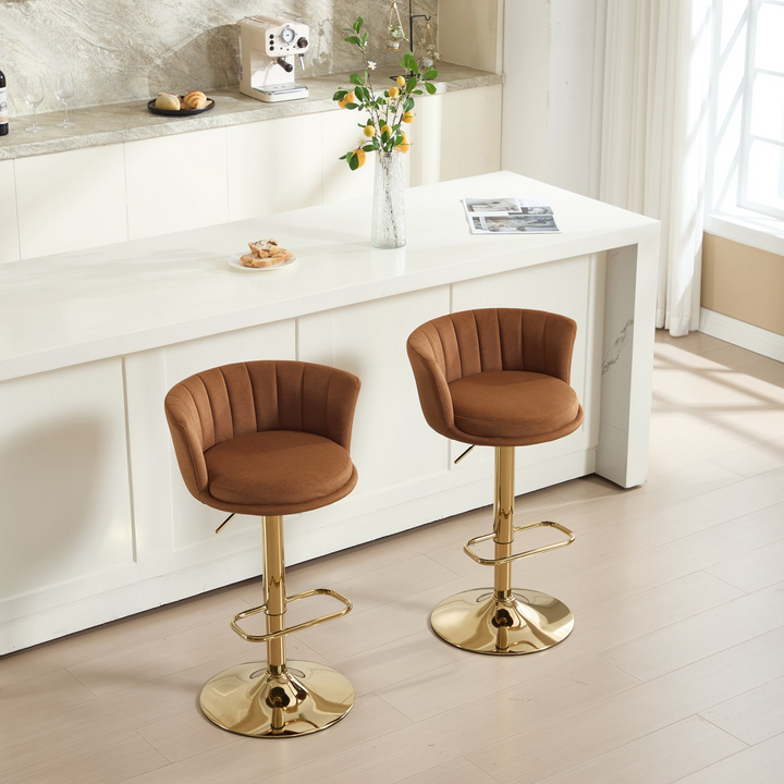 Buy farmhouse furniture Villa Aurelia Mediterranean Leather Brown Bar Stools - Modern Cottage Farmhouse Furniture