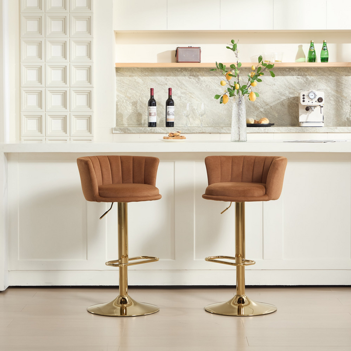 Buy farmhouse furniture Villa Aurelia Mediterranean Leather Brown Bar Stools - Modern Cottage Farmhouse Furniture