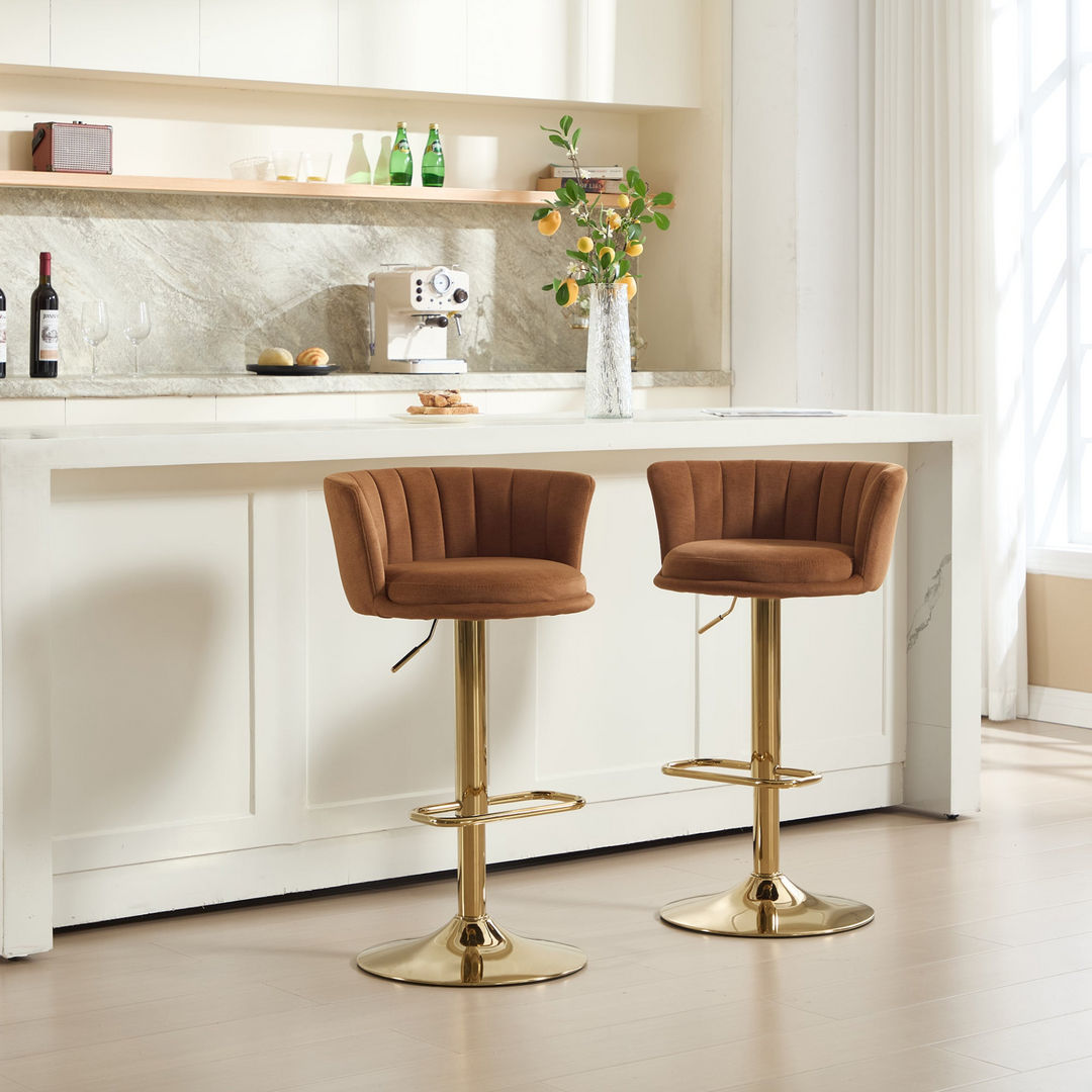 Buy farmhouse furniture Villa Aurelia Mediterranean Leather Brown Bar Stools - Modern Cottage Farmhouse Furniture