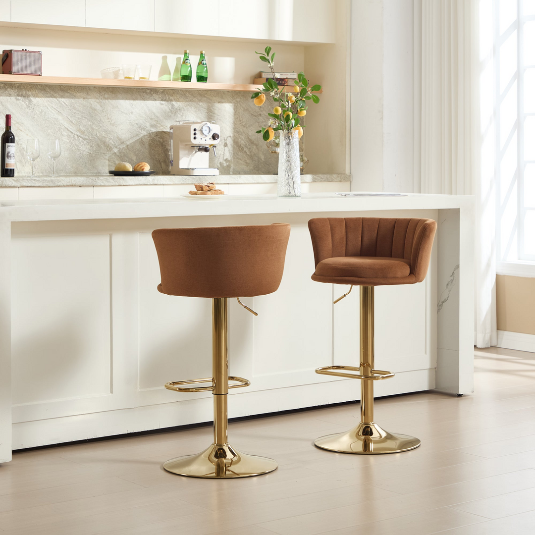 Buy farmhouse furniture Villa Aurelia Mediterranean Leather Brown Bar Stools - Modern Cottage Farmhouse Furniture