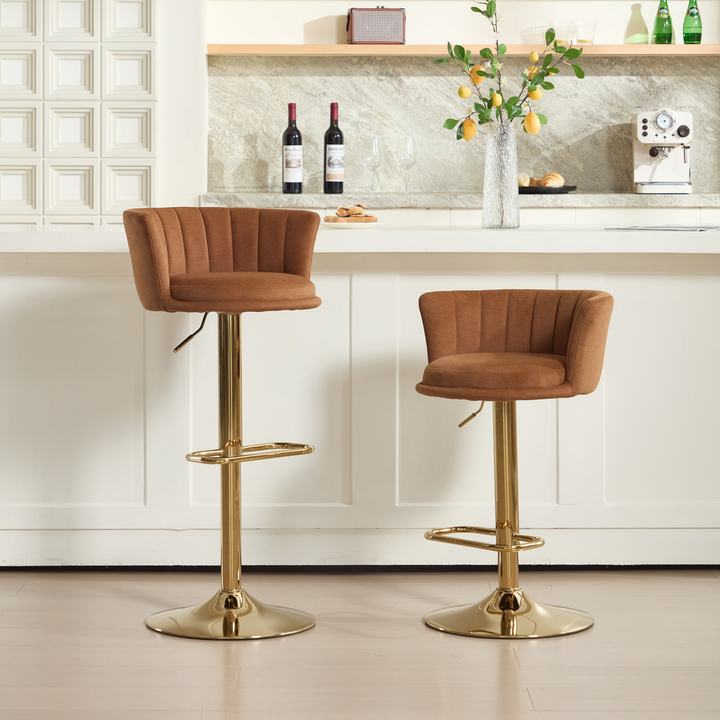 Buy farmhouse furniture Villa Aurelia Mediterranean Leather Brown Bar Stools - Modern Cottage Farmhouse Furniture