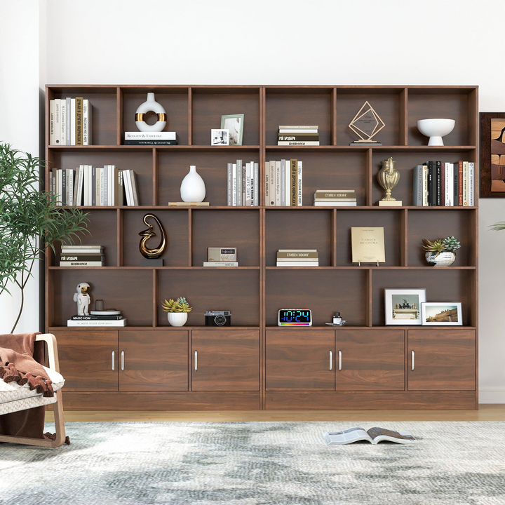 Buy farmhouse furniture Tall Wooden Brown Modern Cottage Farmhouse Style 4 Shelf Modern Farmhouse Bookshelf - Modern Cottage Farmhouse Furniture