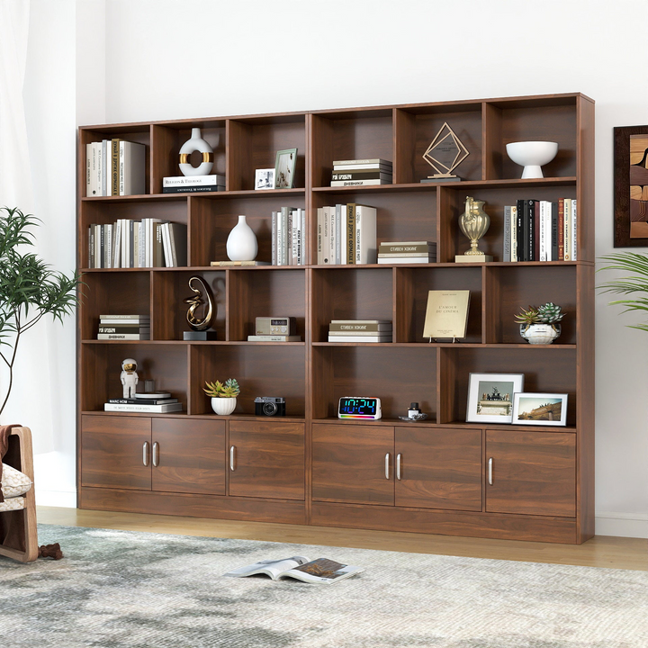 Buy farmhouse furniture Tall Wooden Brown Modern Cottage Farmhouse Style 4 Shelf Modern Farmhouse Bookshelf - Modern Cottage Farmhouse Furniture