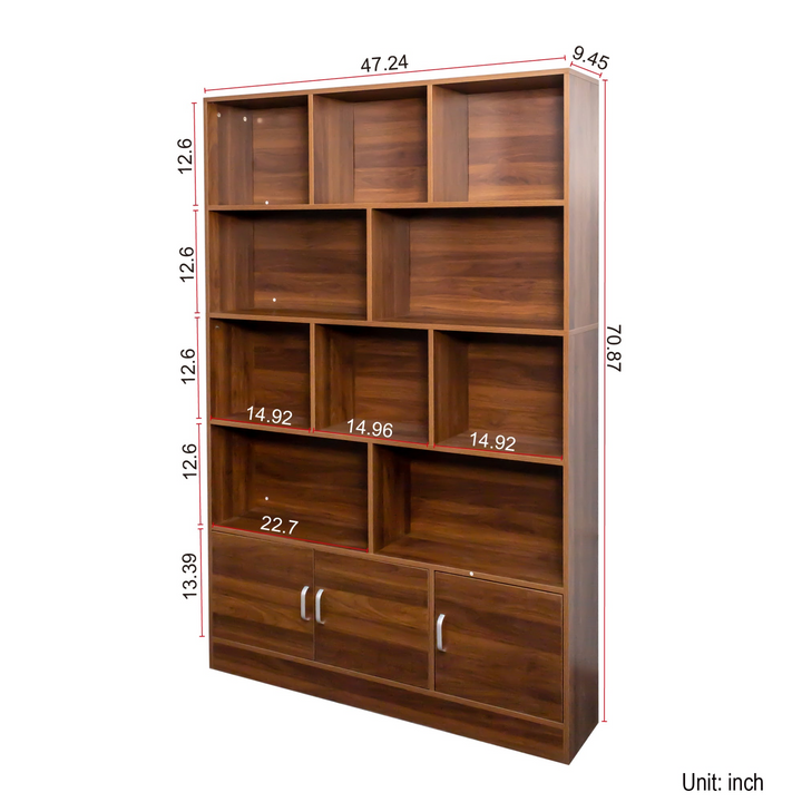 Buy farmhouse furniture Tall Wooden Brown Modern Cottage Farmhouse Style 4 Shelf Modern Farmhouse Bookshelf - Modern Cottage Farmhouse Furniture