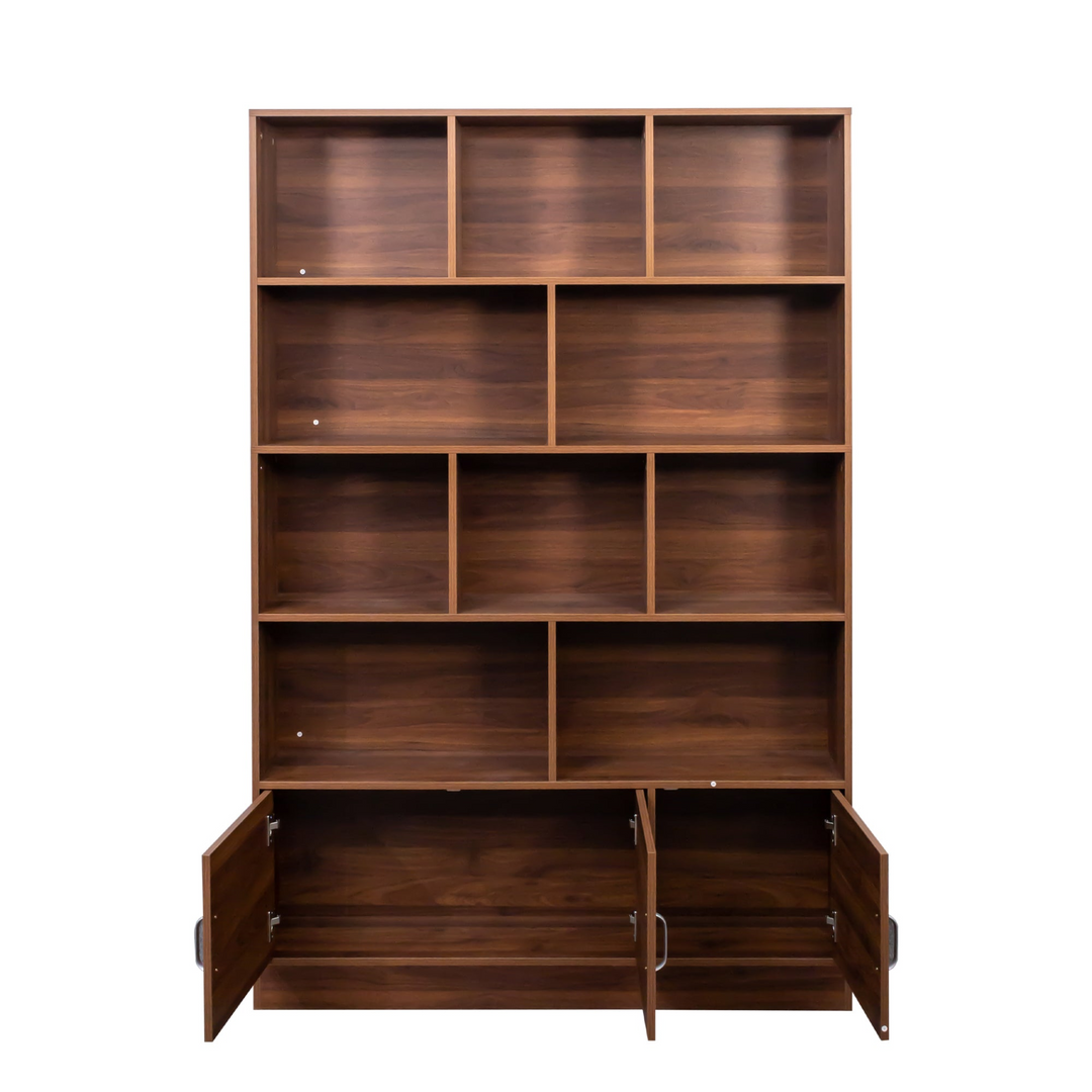 Buy farmhouse furniture Tall Wooden Brown Modern Cottage Farmhouse Style 4 Shelf Modern Farmhouse Bookshelf - Modern Cottage Farmhouse Furniture